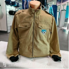 Куртка мужская бежевая в стиле милитари с логотипом 